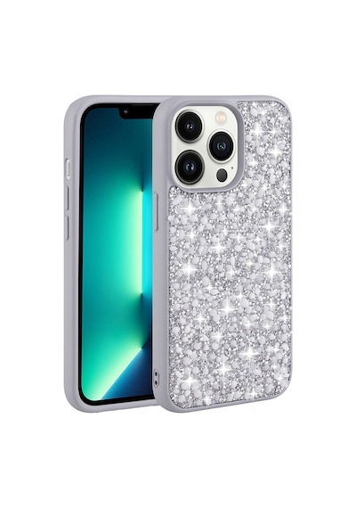 Zore Apple iPhone 12 Pro Max Uyumlu Parlak Taşlı Tasarım Omsy Linea Kılıf-gümüş