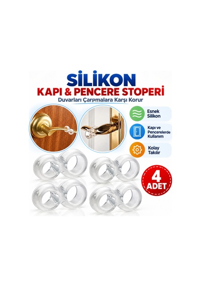 Silikon Kapı & Pencere Vurma Önleyici Stoper Kapı Tamponu 4 Adet Aklby-bsva58 Diğer