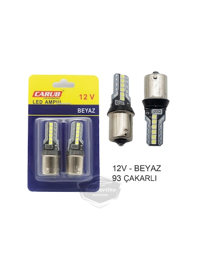 Carub Düz-çakarlı Park Stop Sinyal Ampulü Tek Duy 12 Led Fren Lambası 12v 93 Beyaz 00 Şüscaroto Aksesuar