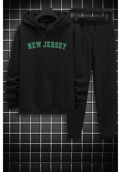 Uyguntarz Unisex New Jersey Eşofman Takımı Siyah