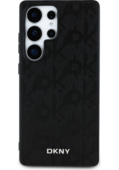 Galaxy Uyumlu S25 Ultra Kılıf Dkny Lisanslı Magnetik Pu Deri Grid Pattern Kapak Siyah