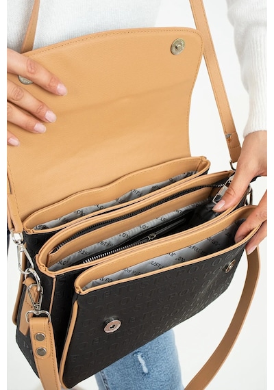 Just Polo Kadın Kabartma Desen Büyük Boy El Ve Omuz Çantası Siyah - Camel 92343045