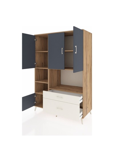 Kronos Dolap 7 Raflı 2 Çekmeceli 5 Kapaklı 132x59x195 Çam-ant... Çam