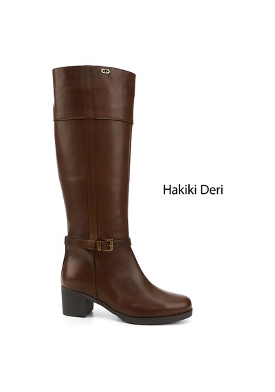 Gönderi(R) Gönderir Kadın Kahve Antik Fermuarlı Kalın Topuklu Hakiki Deri Çizme Gkzc13444564 Kahverengi