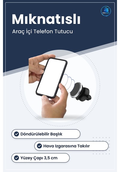 Araç İçi Izgara Telefon Tutucu Mıknatıslı Döndürülebilir Yuvarlak