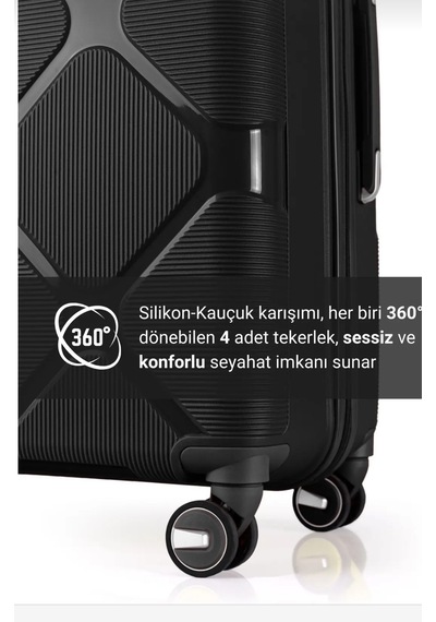 Gedox Polipropilen Kırılmaz Plastik Büyük Boy Valiz Siyah