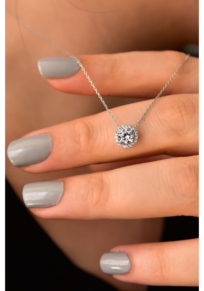 Papatya Silver 925 Ayar Gümüş Rodyum Tektaş Kolye Küpe Set