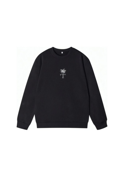 Unisex Oversize Vibes Baskılı Bisiklet Yaka Siyah Sweatshirt Siyah