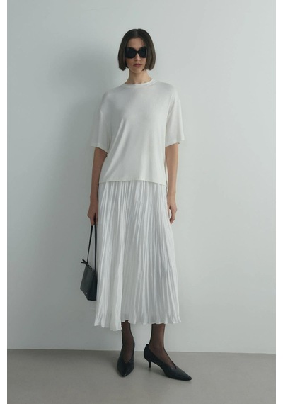 Suud Collection Ekru Atlas Basic Tişört
