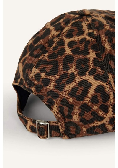 Defacto Kadın Leopar Desenli Pamuklu Cap Kahverengi Şapka H6748ax26wnbn66 Kahve-bn66