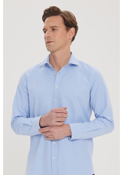 AC&Co / Altınyıldız Classics Erkek Acık Mavı Pamuklu Slim Fit Dar Kesim Çizgili Klasik Yaka Gömlek Acık Mavı AC&Co / Altınyıldız Classics Erkek Acık Mavı Pamuklu Slim Fit Dar Kesim Çizgili Klasik Yaka Gömlek Acık Mavı