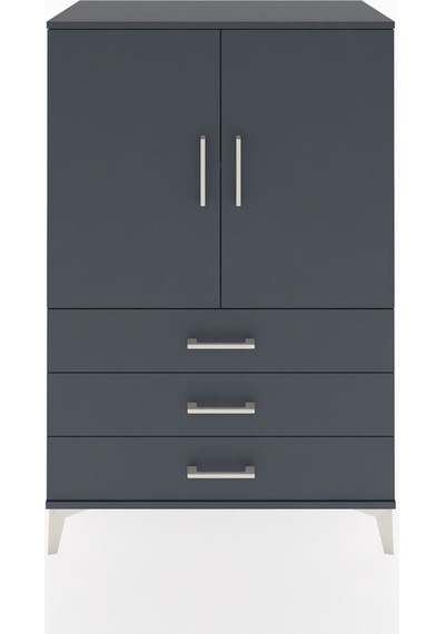 Hyperion Dolap 2 Raflı 3 Çekmeceli 2 Kapaklı 88x44x134 Antrasit-antrasit Antrasit