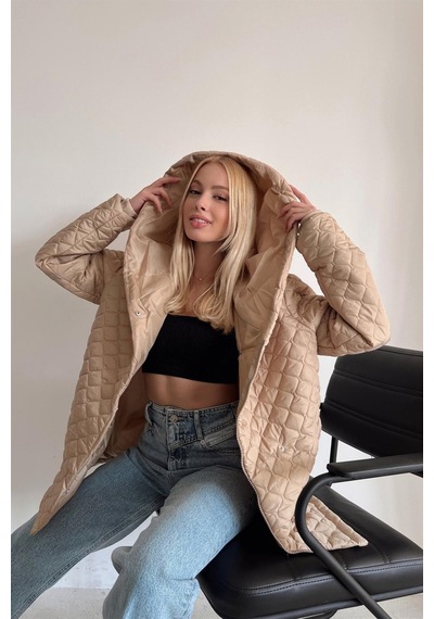 Ceyss Design Oversize Kapitone Kapşonlu Fermuar Ve Çıtçıt Kapama Ribana Kol Detaylı Elyaf Dolgulu Mont-bej Bej Ceyss Design Oversize Kapitone Kapşonlu Fermuar Ve Çıtçıt Kapama Ribana Kol Detaylı Elyaf Dolgulu Mont-bej Bej