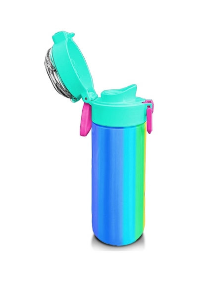 Coral High Kids Renkli Çizgili Desenli Pipetli Ve Direkt İçim Çelik Termos 500 Ml 31873 Çok Renkli