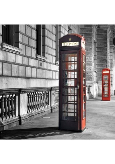 Londra Kırmızı Telefon Kulübeleri Ve Otobüs Doğal Taş Bardak Altlığı 4'lü Set - Natural Stone Coasters - Taş Kırmızı