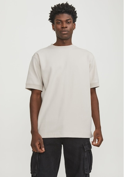 Jack & Jones Erkek Bisiklet Yaka Kısa Kollu Tişört - Deco 12253379 Moonbeam Siyah