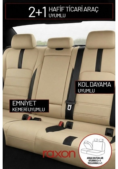 Neptun Plus Serisi Tay Tüyü Kumaş Oto Koltuk Kılıfı Tam Set Airbag Uyumlu Lüks Araç Koltuk Kılıfı Krem
