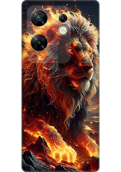İnfinix Zero 30 4G Uyumlu Alev Aslanı Desenli Silikon Kılıf