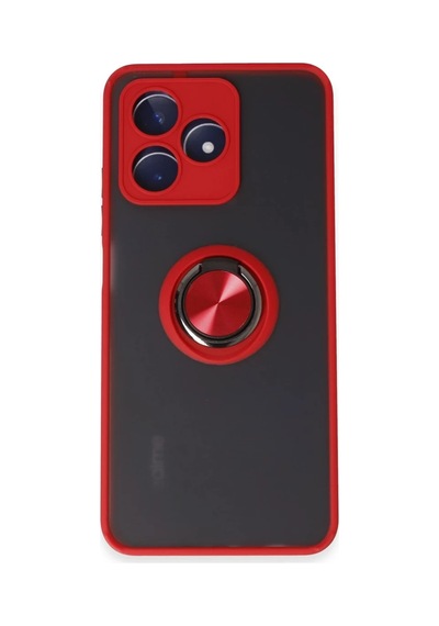 Realme C53 Uyumlu Kılıf Montreal Yüzüklü Silikon Kapak - Kırmızı