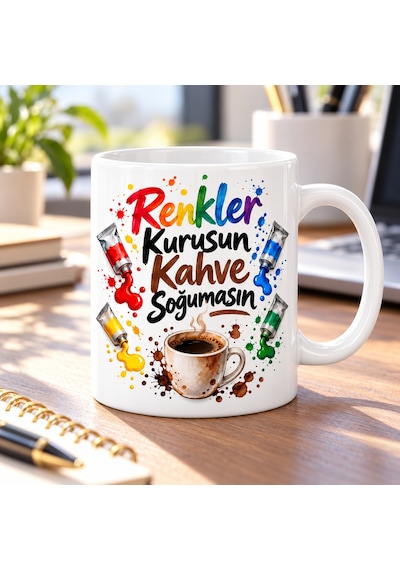 Storeşahin Renkler Kurusun Kahve Soğumasın Tasarımlı Porselen Kupa - Model 524 Shn0720