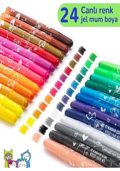 Çevirmeli 24 Lü Mum Boya Uzun 1 Paket Twstable 24 Renk Çevirmeli Mum Boya Pastel Silinebilir Mum Boya Tam Boy Çok Renkli
