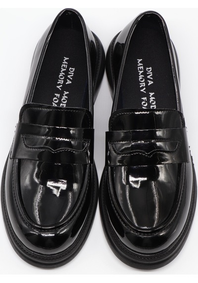 Nesilshoes Nesil Shoes Dvm 2530 Siyah Rugan Maskulen Kadın Loafer
