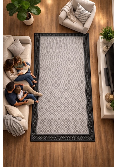 Mess Modern Dekoratif Yumuşak Dokulu Sisal Halı 3946 Antrasit Siyah Çok Renkli