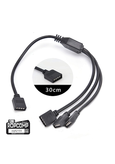 Ropcomp Pc Kasa Ve Led Aydınlatma İçin 3 Çıkışlı 4-pin Rgb Splitter 30 CM