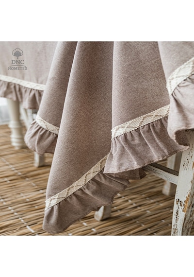 Dnc Home Tekstil Premium Keten Sütlü Kahve Özel Seri Masa Örtüsü Sütlü Kahve