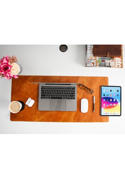 Atelier 91 Dark Mocha Leather Desk Mat Large Large Size