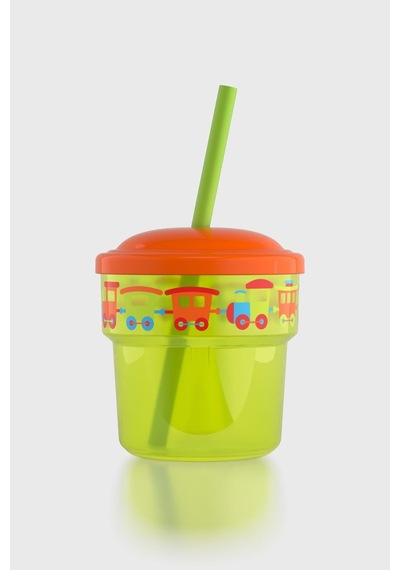 Renga Fizbo Tren Desenli 250 Ml Pipetli Pp Bebek Bardak 222049 Yeşil - Turuncu