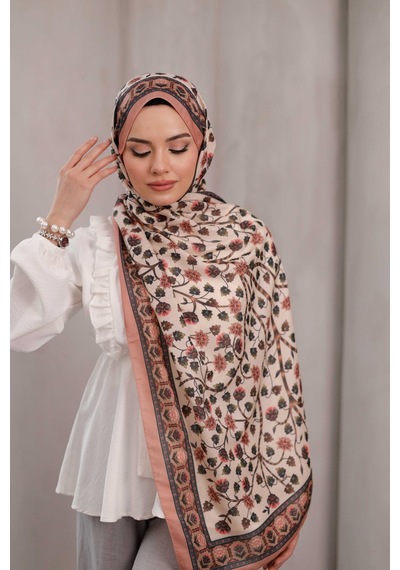 Mimiyum Alya Desen Soft Şal Somon