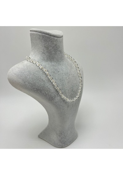 Yıldız Doğal Taş Kristal Kuvars Doğal Taş 6 MM Makrome Kolye 45 CM - 55 CM Ayarlanabilir Beyaz