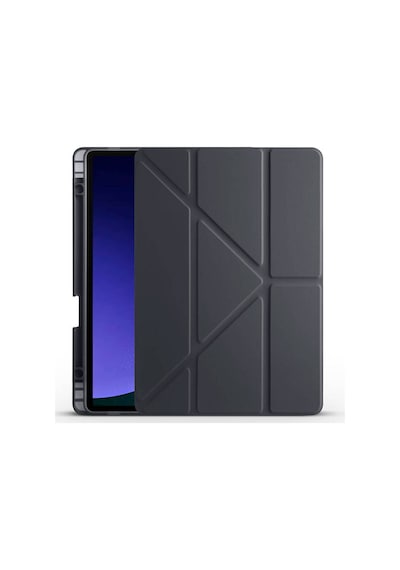 Galaxy Uyumlu  Tab S9 Kılıf Frm Tri Folding Kalem Bölmeli Standlı Kılıf-siyah Arka Kapak