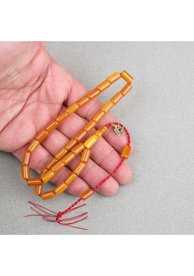 Omari Sıkma Kehribar Yumuşak Kesme Kesim Oturtma İmameli Sistemli 6x10.5mm Tesbih