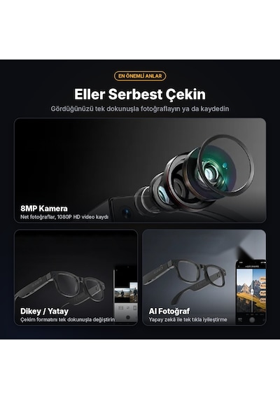 Aımb-g1 Max Akıllı Gözlük 8mp Kamera Aı Çeviri Bluetooth