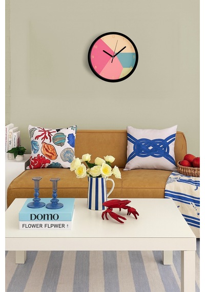 Geometrik Tasarım Modern Duvar Saati - 25cm - Önü Camlı Siyah Kasa - Sessiz Mekanizma-jh0415 Siyah