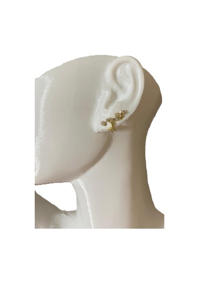 Zirkon Taşlı Yıldız Tasarım Tragus Helıx Kıkırdak Pearsıng Küpe 1adet Altın