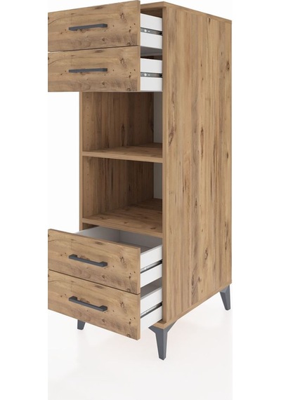 Kronos Dolap 2 Raflı 4 Çekmeceli 44x59x134 Çam-çam Çam