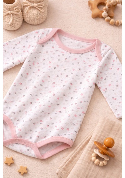 %100 Pamuklu Çıtçıtlı Body Beyaz-kalpli