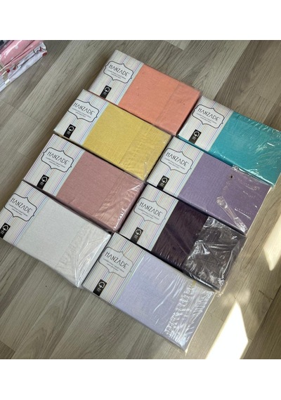 Hanzade %100 Pamuk Penye Lastikli Çift Kişilik Çarşaf Seti 160x200+30 - Sarı Sarı