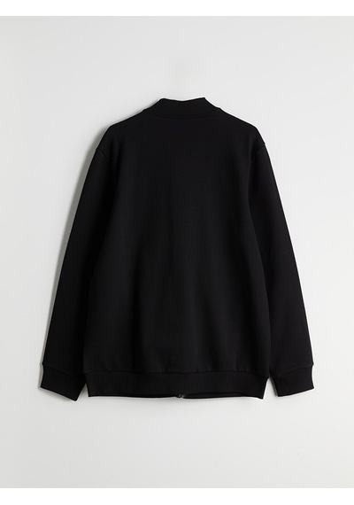 Lcwaıkıkı Basic Siyah Kolej Yaka Uzun Kollu Erkek Fermuarlı Sweatshirt