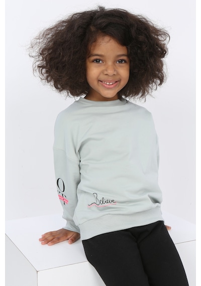 Toontoy Kids Toontoy Kız Bebek Believe Baskılı Sweatshirt Yeşil