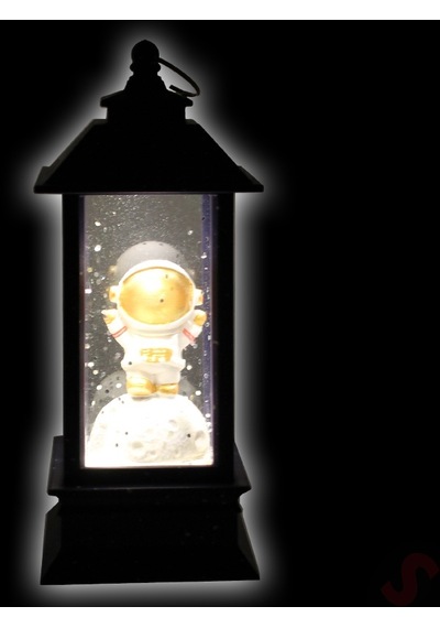 Uçuşan Simli,12,5cm X 5cm Led Işıklı Astronot Fener Küre - C