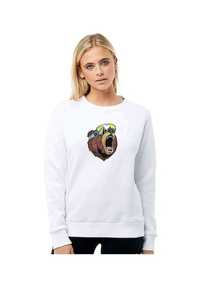 Cool Anime Baskılı Beyaz Kadın Sweatshirt