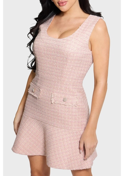 Daphnee Fitted Fit Fırfırlı Mini Tuvid Elbise W5rk10wgw82 Elbise W5rk10 Wgw82 F6dz Pudra