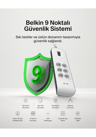 Belkin Surge Plus 6'lı Çoklu Priz