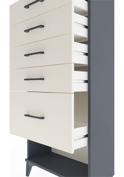 Arges Dolap 5 Çekmeceli 60x30x134 Antrasit-aytaşı Antrasit