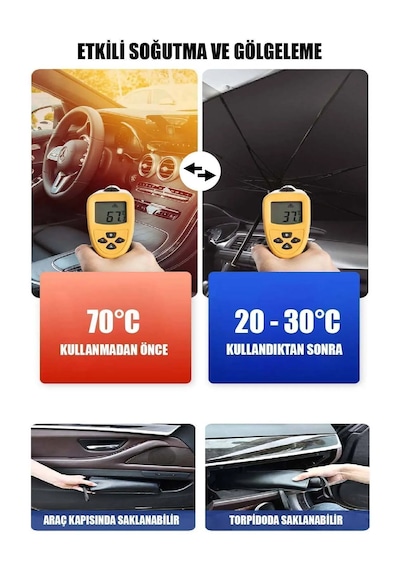 Suhvee Oto Araba Güneşlik Şemsiye Tip Ön Cam Güneş Önleyici