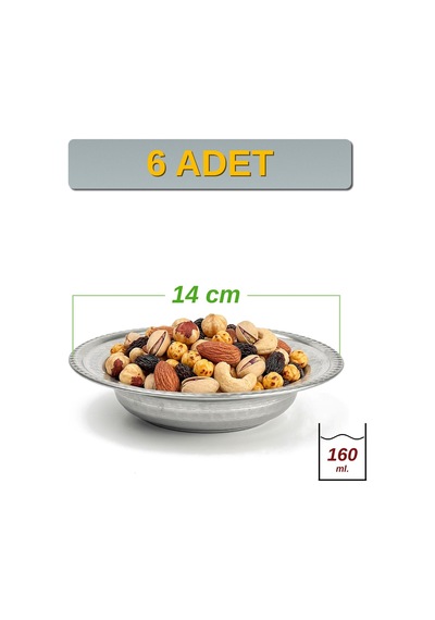 Binbir Trend 14 Cm Yanaklı Krom Çelik Çerez Ve Kahvaltılık Kasesi 160 Ml Meze, Bal-kaymak Kasesi -kase1410 6 Adet